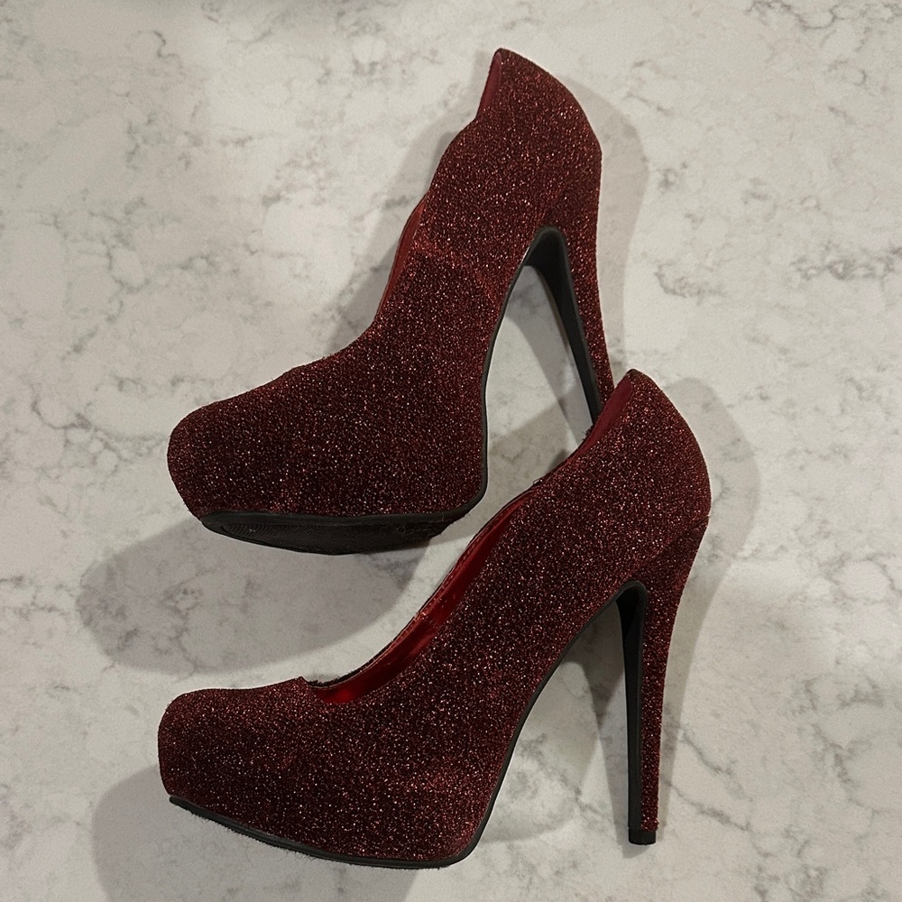 Ruby Red Sparkly Heels